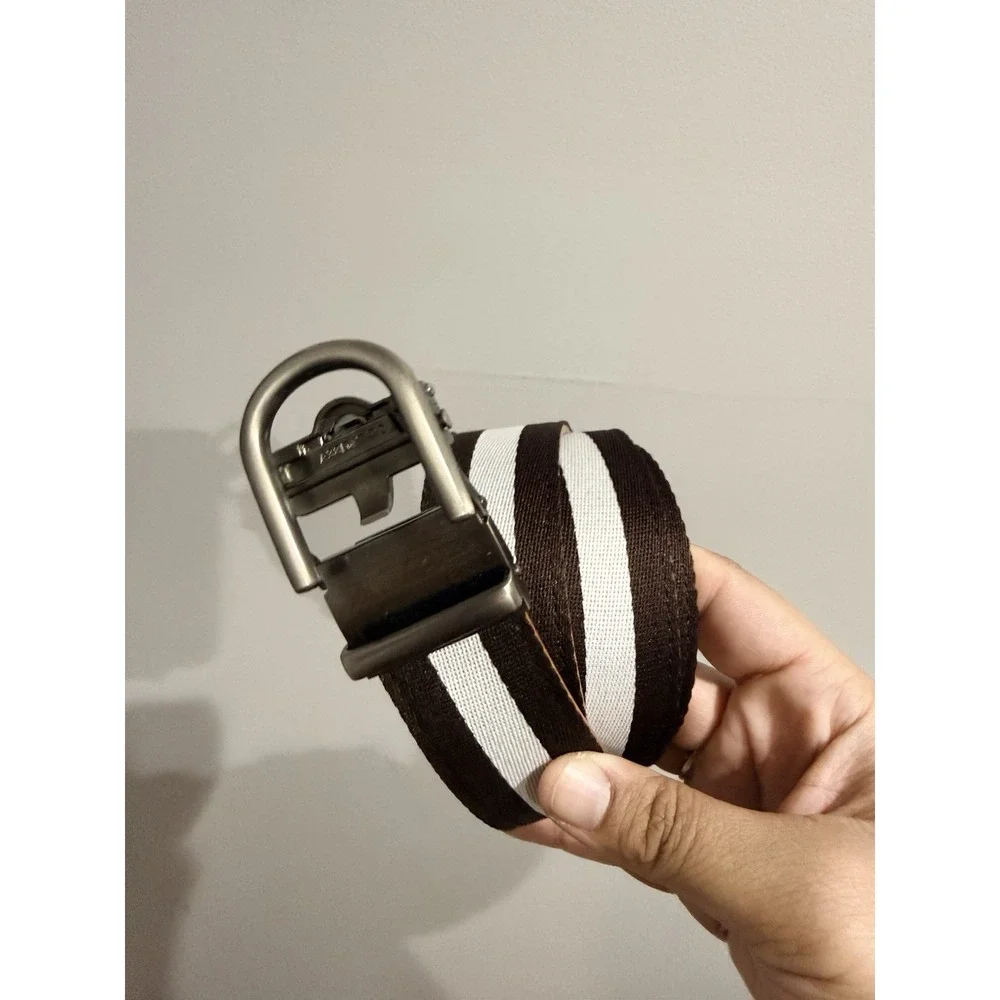 Nexbelt Men's Ratchet Golf Belt Brown White‎ Adjustable Classic System 45